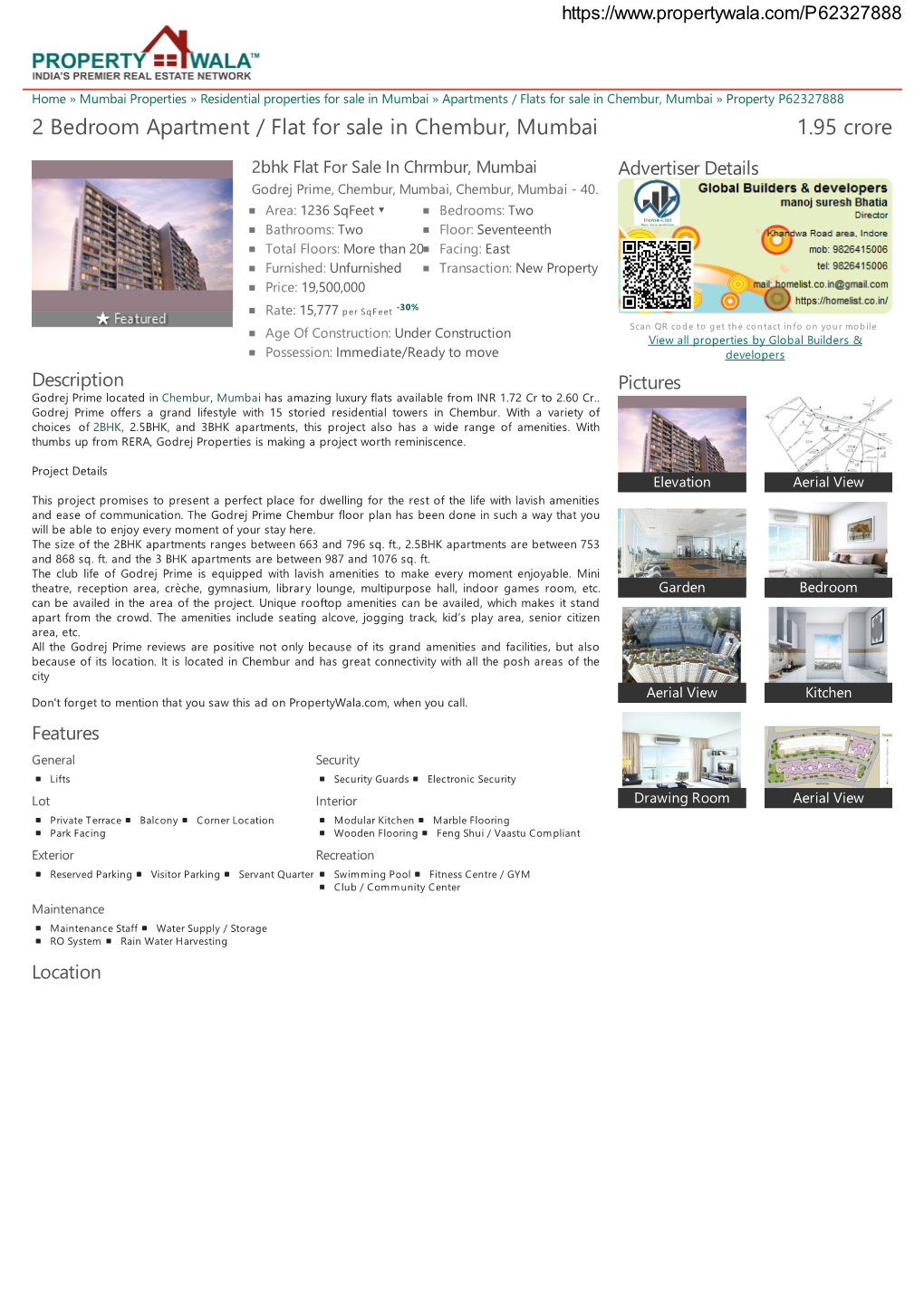 2 Bedroom Apartment / Flat for Sale in Chembur, Mumbai