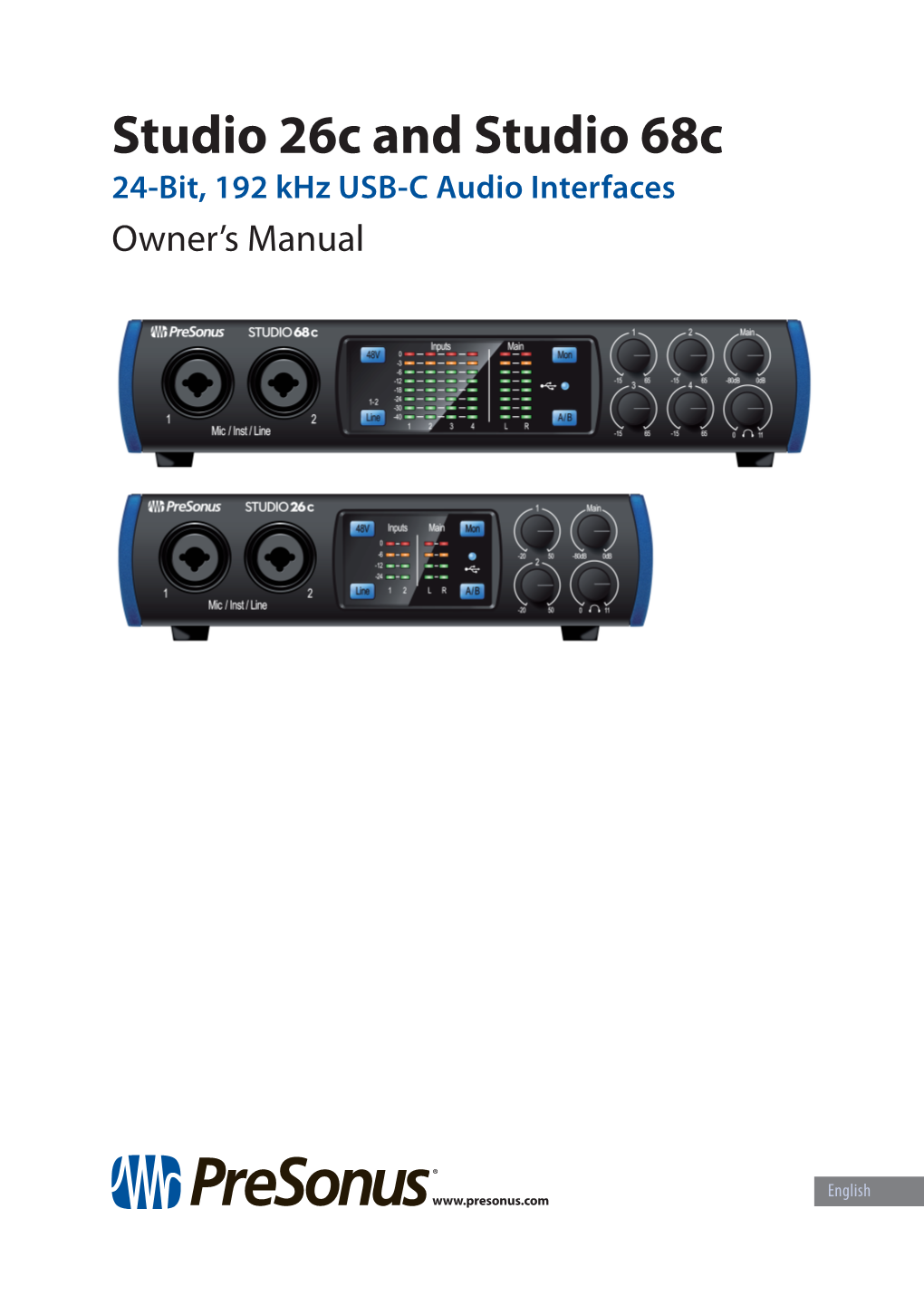 Studio 26C and Studio 68C 24-Bit, 192 Khz USB-C Audio Interfaces Owner’S Manual