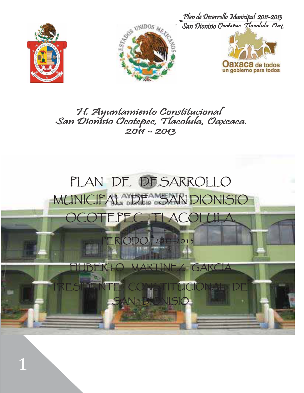 Plan De Desarrollo Municipal De San Dionisio Ocotepec Tlacolula, Oaxaca