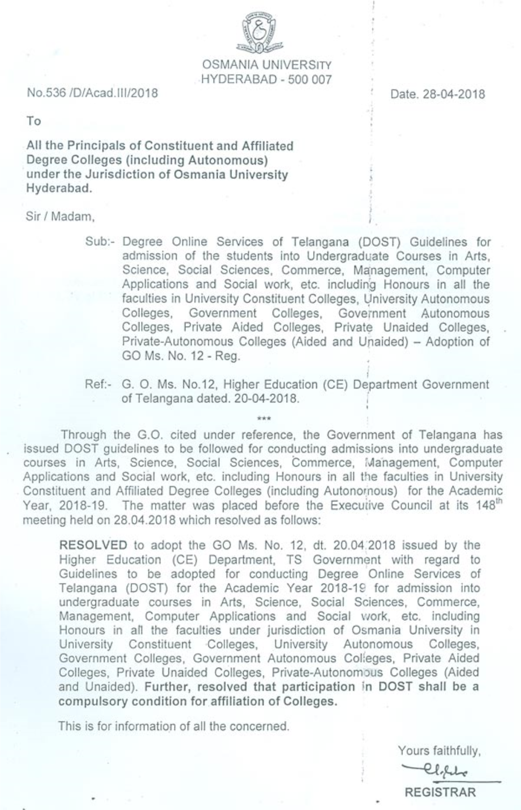 Government of Telangana Abstract