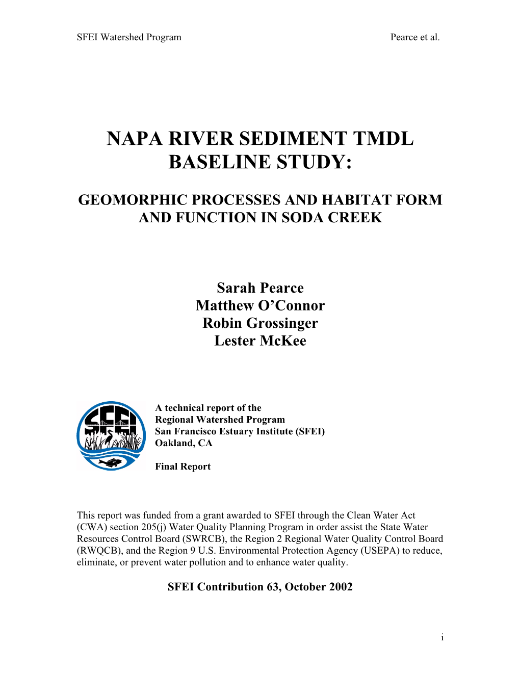 Napa River Sediment Tmdl Baseline Study
