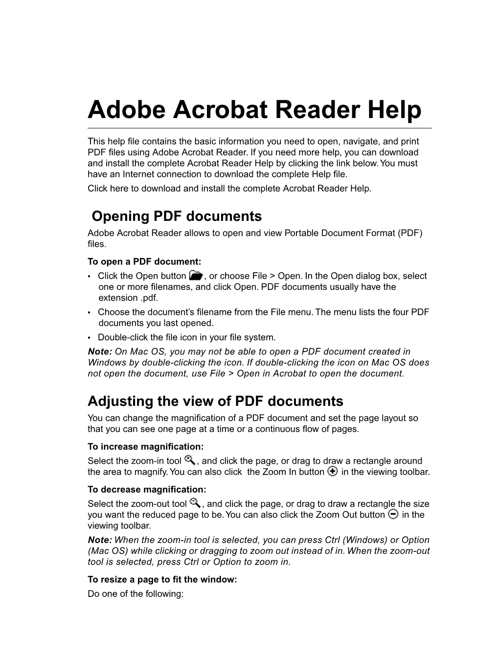 Adobe Acrobat Reader Help