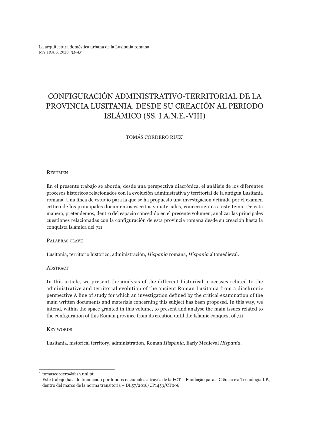 Configuración Administrativo-Territorial De La Provincia Lusitania