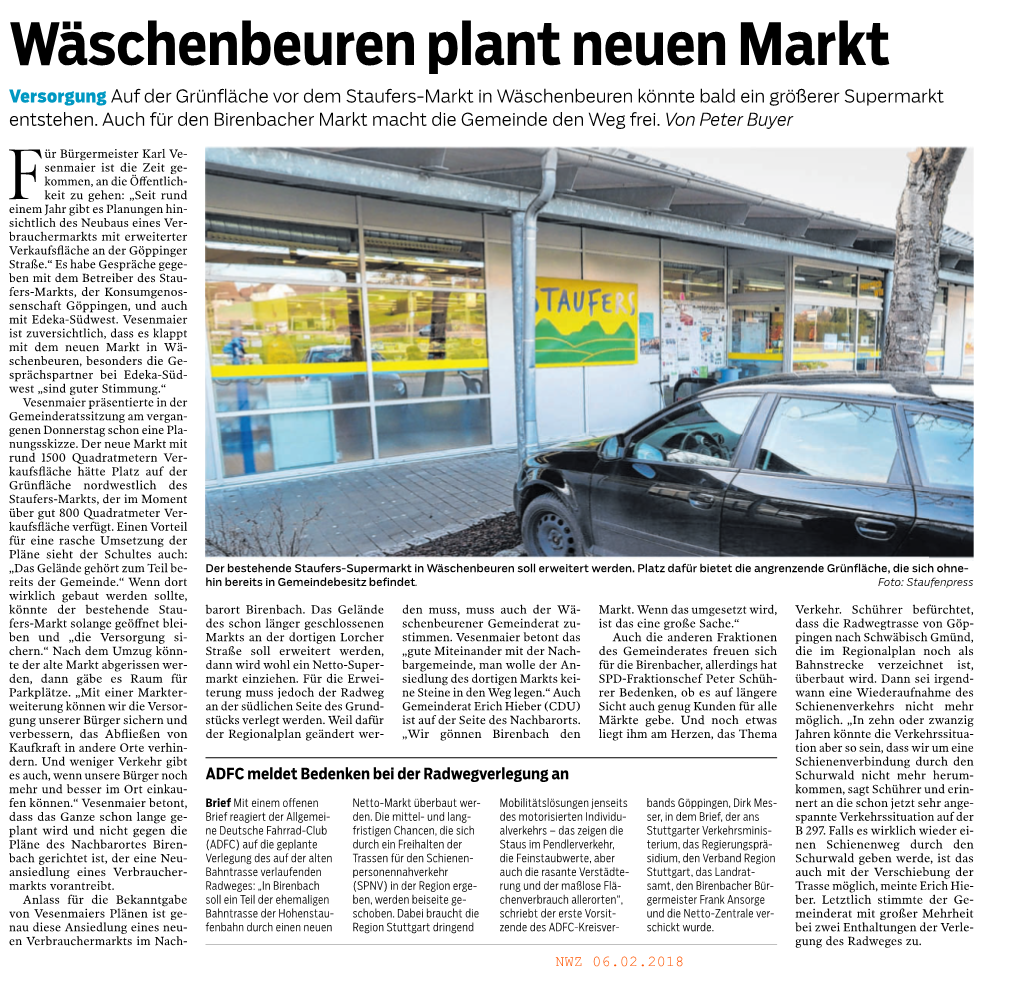 Wäschenbeuren Plant Neuen Markt Versorgung Auf Der Grünfläche Vor Dem Staufers-Markt in Wäschenbeuren Könnte Bald Ein Größerer Supermarkt Entstehen