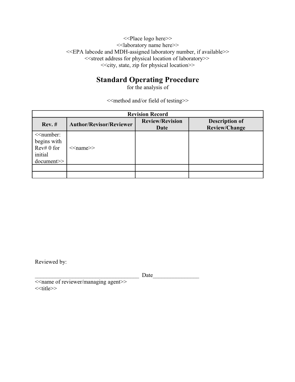 <EPA Labcode and MDH-Assigned Laboratory Number, If Available>