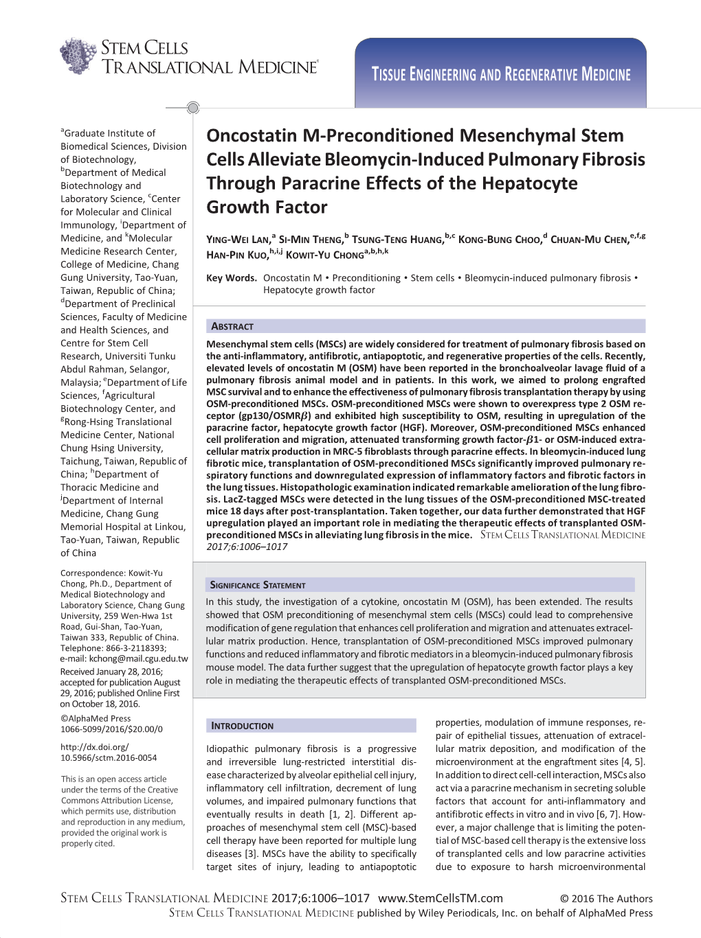 Oncostatin M‐Preconditioned Mesenchymal Stem Cells Alleviate