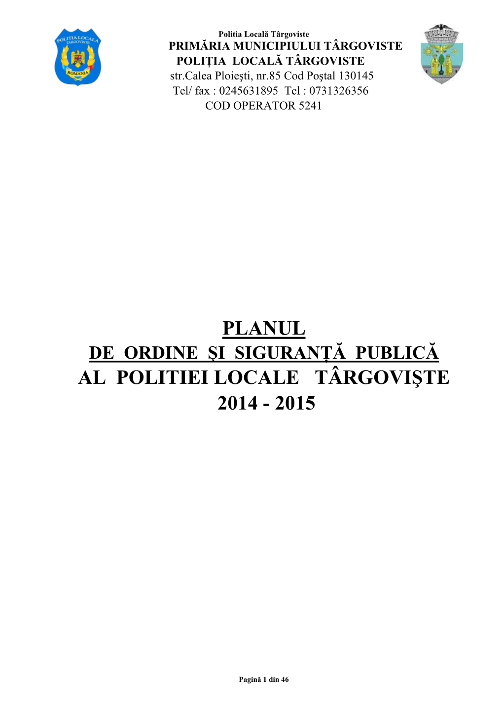 Plan Ordine Publica 2014-2015 HCL