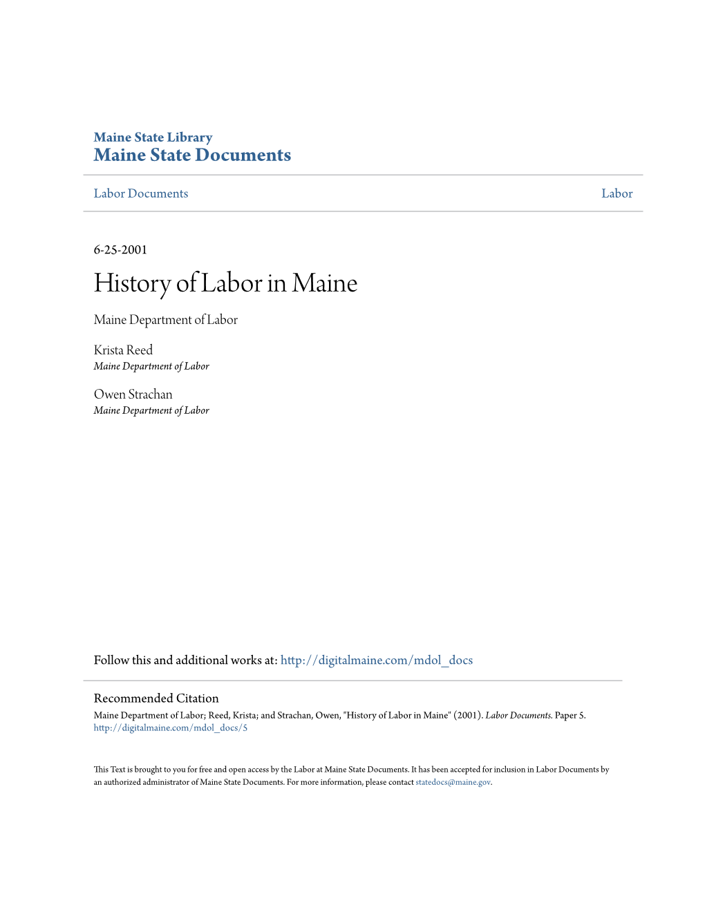 History of Labor in Maine Maine Department of Labor