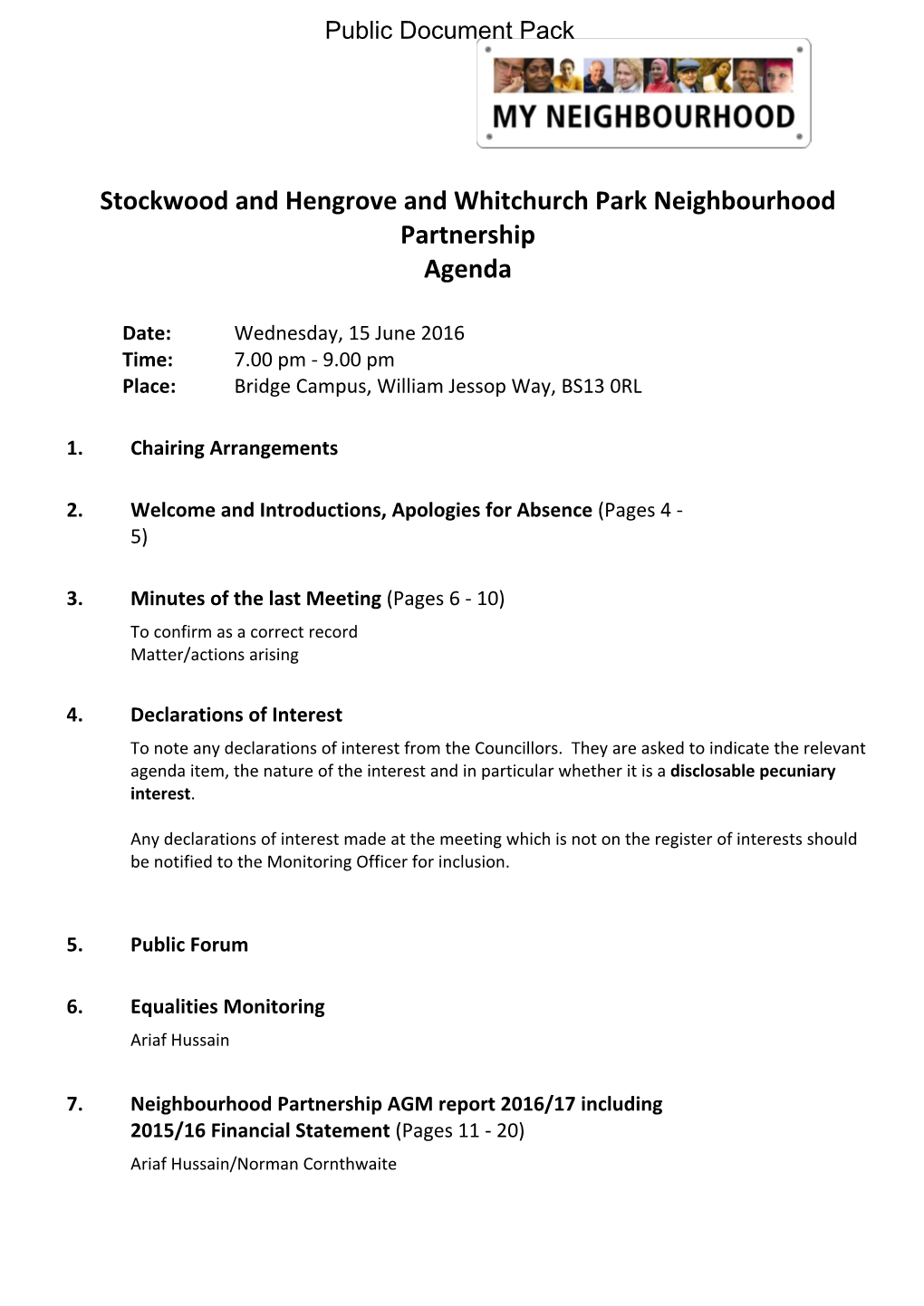 (Public Pack)Agenda Document for Stockwood and Hengrove And