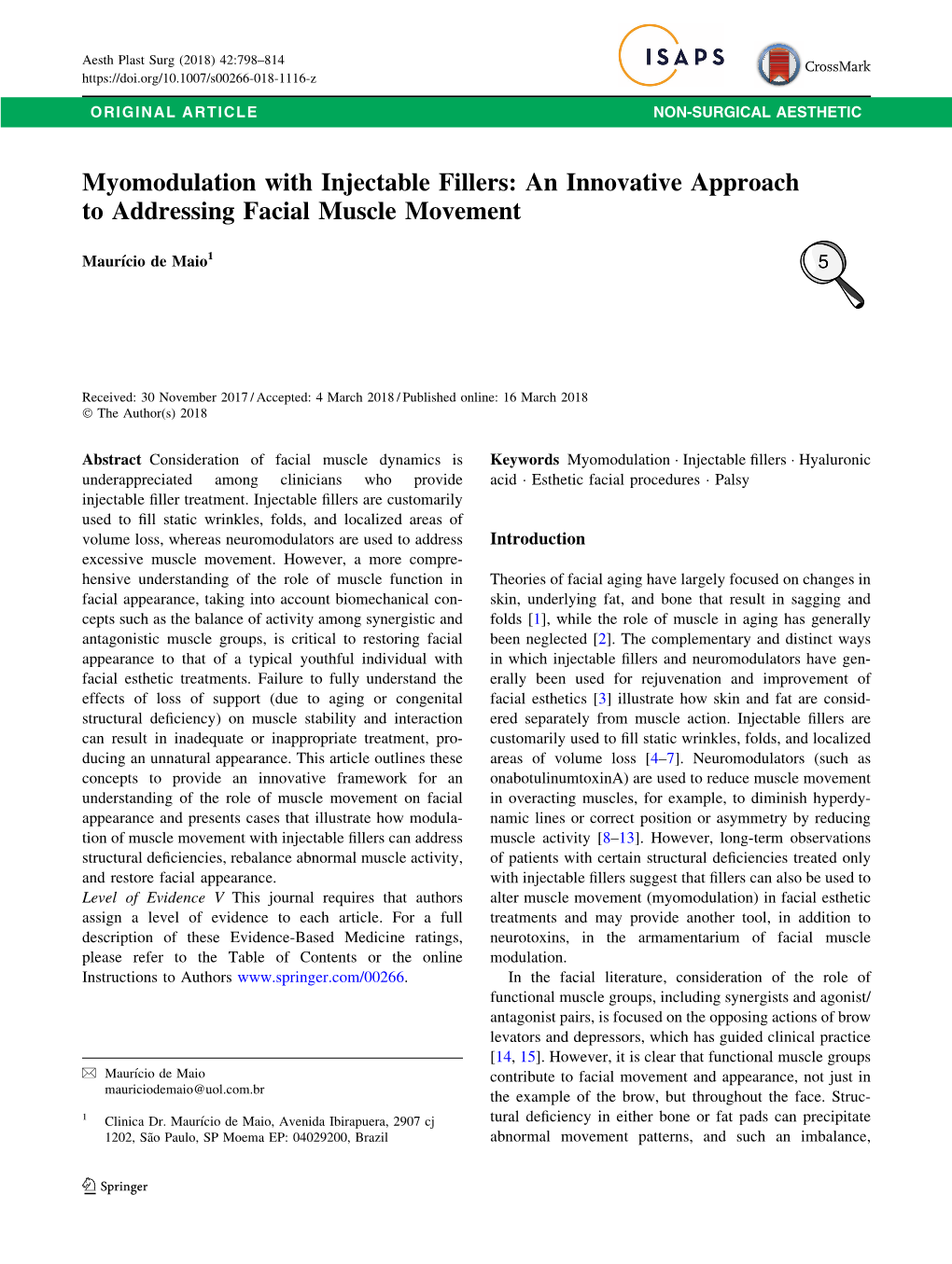 Myomodulation with Injectable Fillers: an Innovative Approach to Addressing Facial Muscle Movement