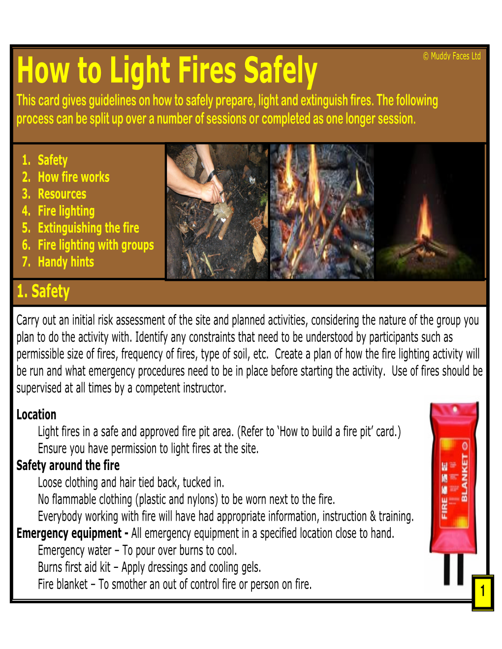 How to Light Fires Safely This Card Gives Guidelines on How to Safely Prepare, Light and Extinguish Fires