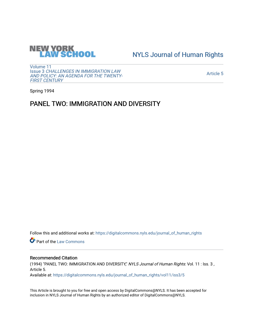 Immigration and Diversity