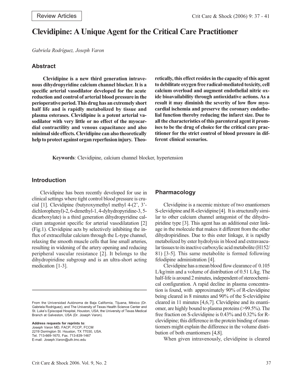 Clevidipine: a Unique Agent for the Critical Care Practitioner