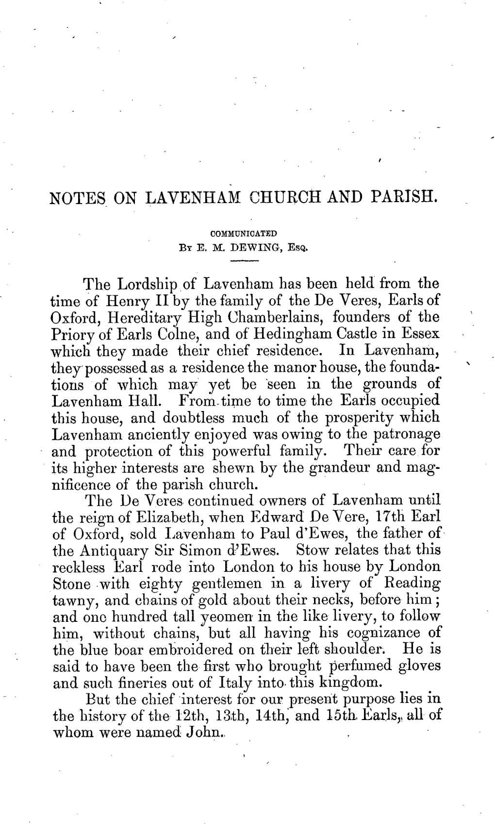 Notes on Lavenham Church and Parish