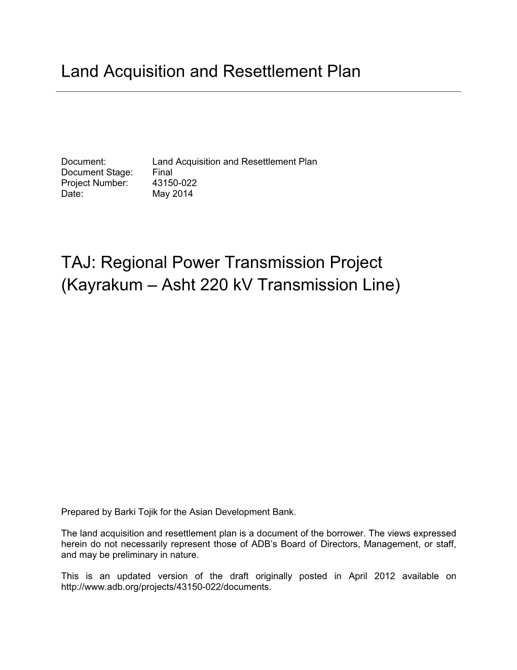 43150-022: Regional Power Transmission Project