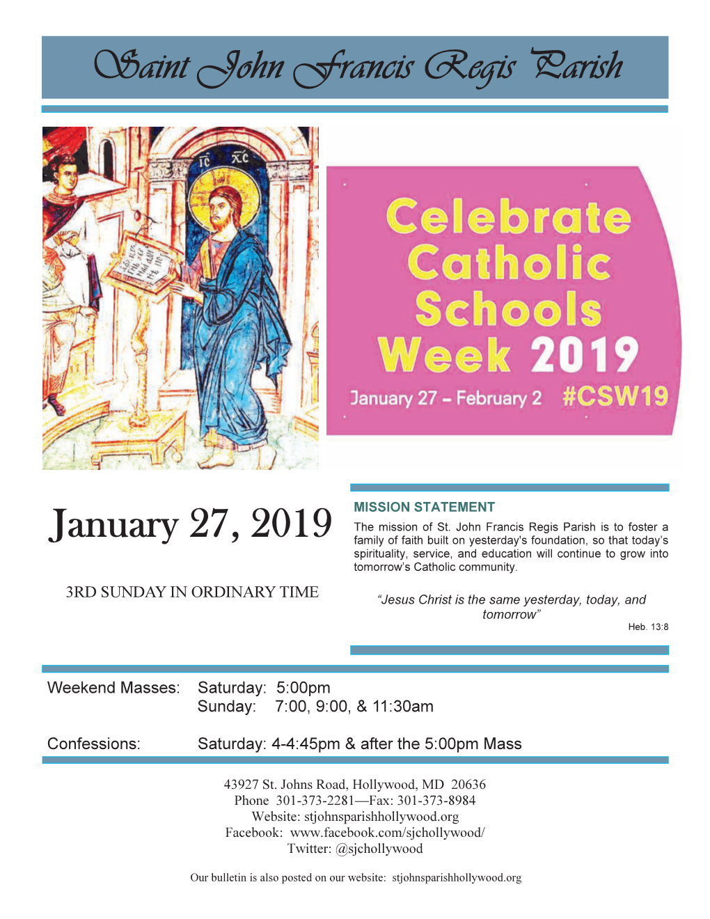 Saint John Francis Regis Parish January 27, 2019