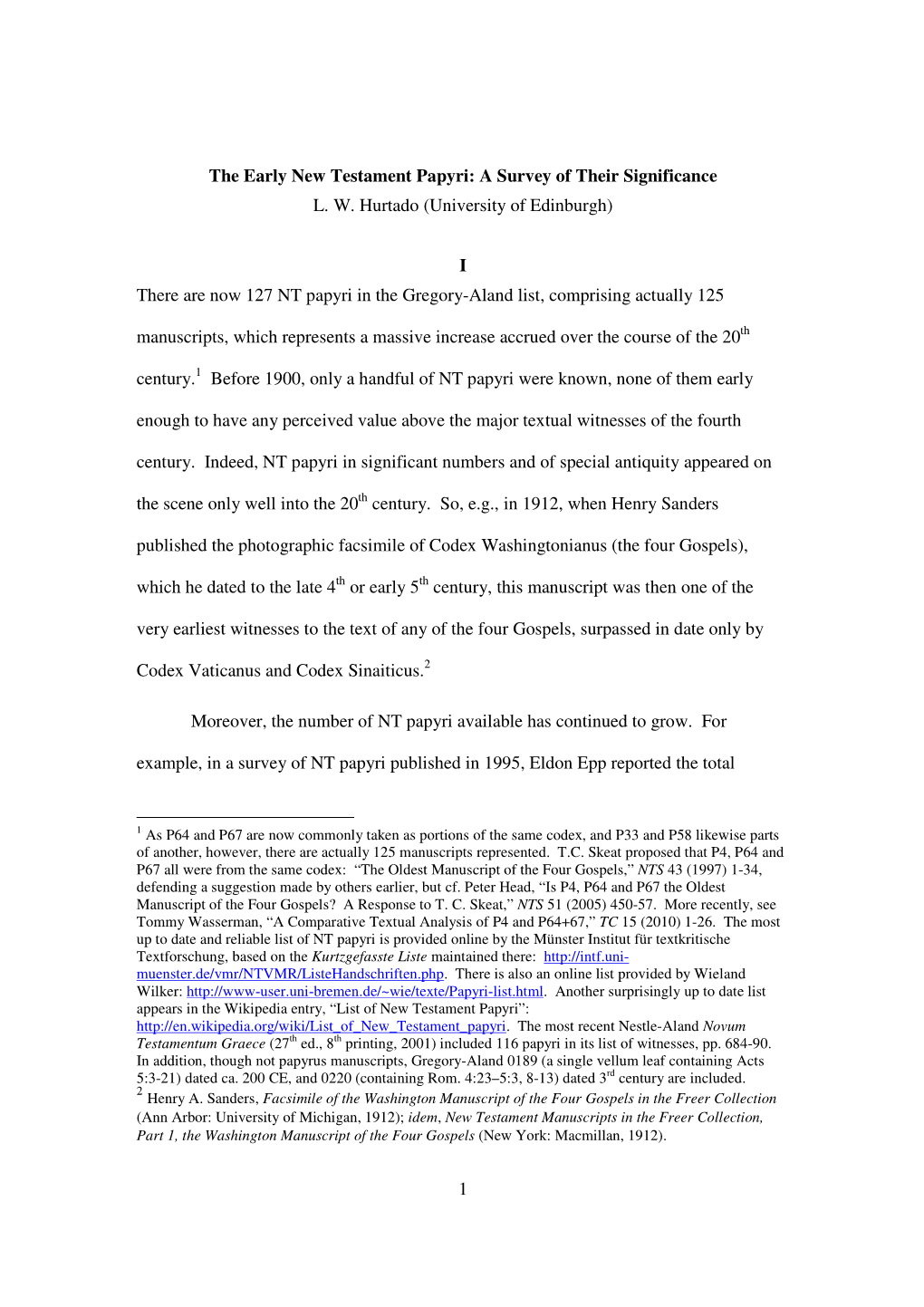 Nt Papyri: a Survey of Their Significance L