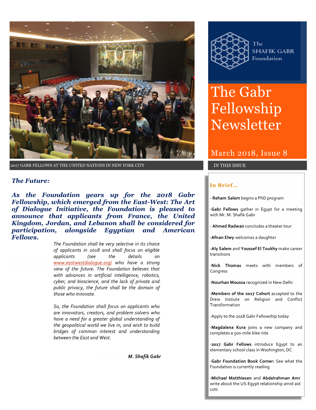 The Gabr Fellowship Newsletter