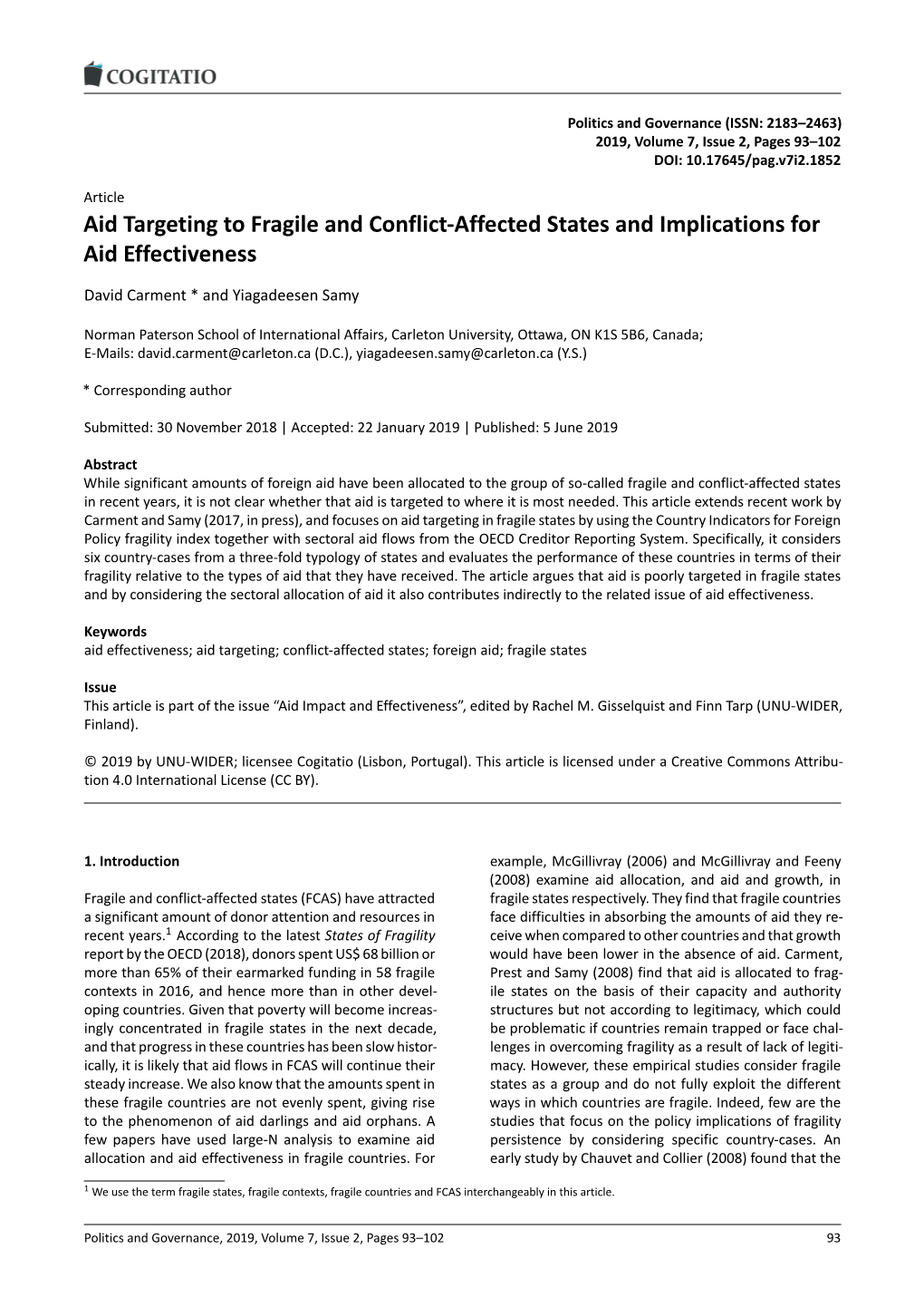 Aid Targeting to Fragile and Conflict-Affected States and Implications for Aid Effectiveness