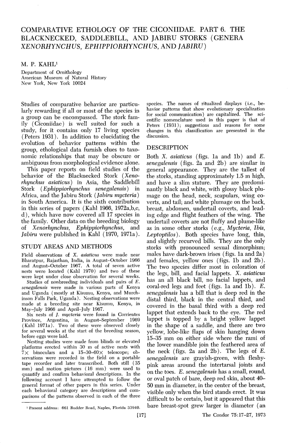 Comparative Ethology of the Ciconiidae. Part 6