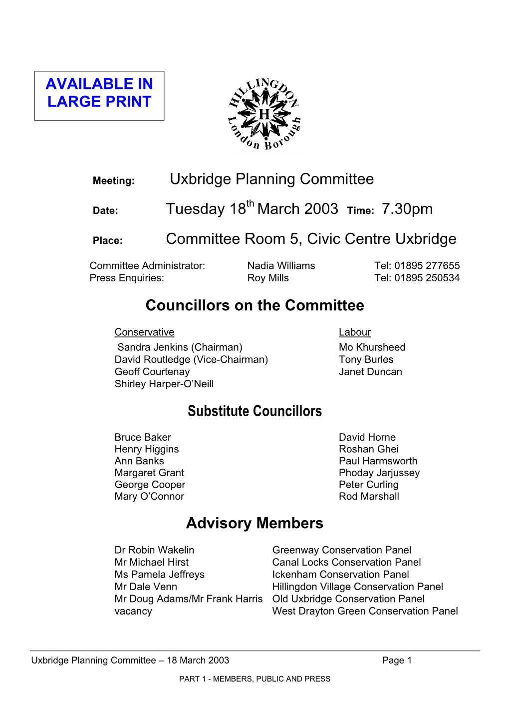 Uxbridge Planning Committee