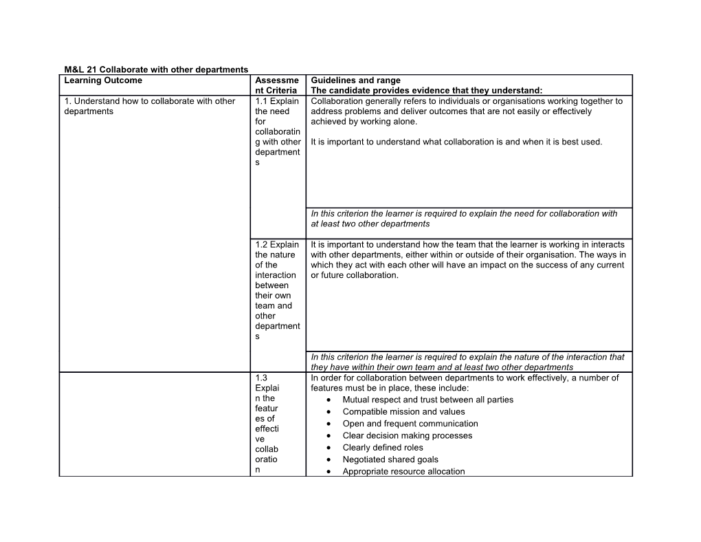 Collaborate with Other Departments (ML21)