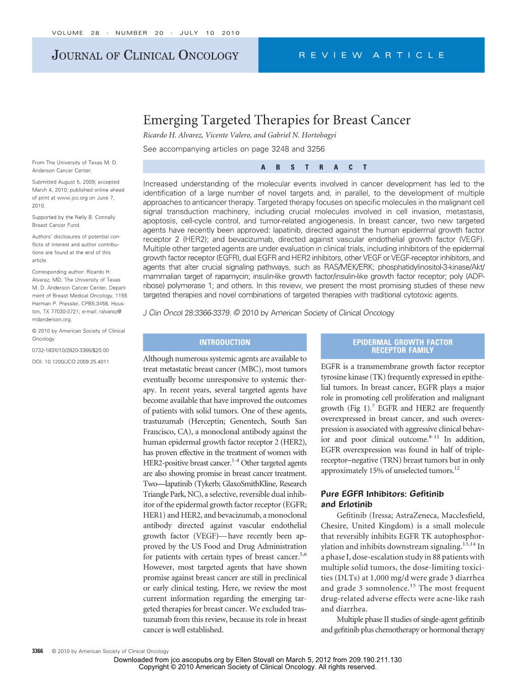 Emerging Targeted Therapies for Breast Cancer Ricardo H