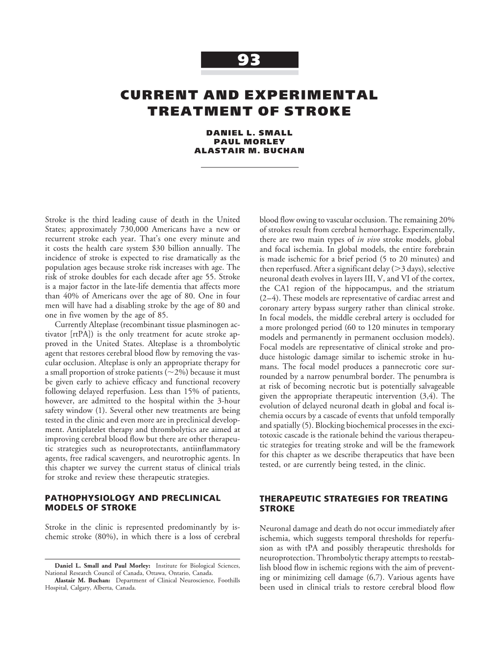 Current and Experimental Treatment of Stroke (PDF)
