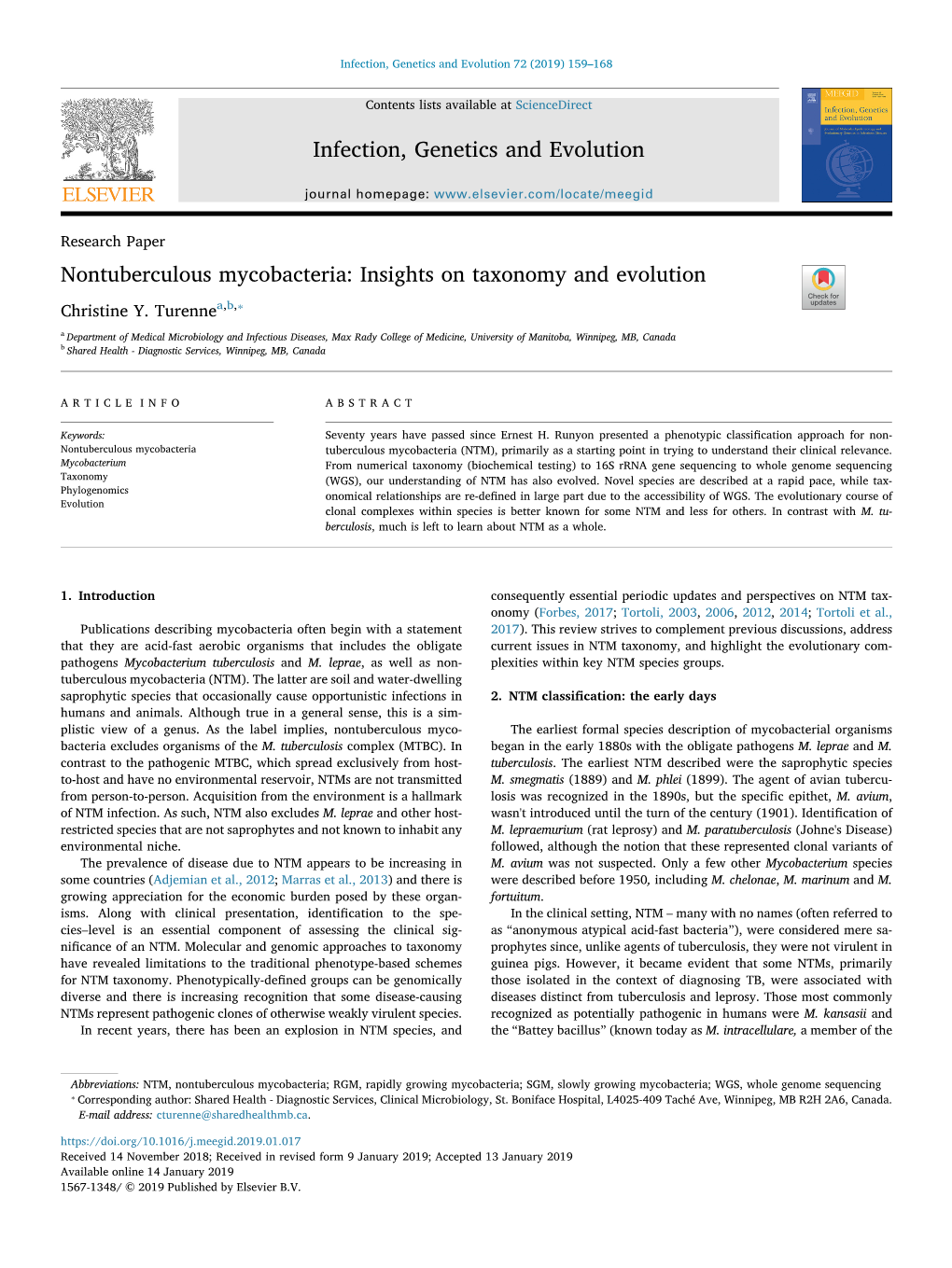 Nontuberculous Mycobacteria Insights on Taxonomy and Evolution