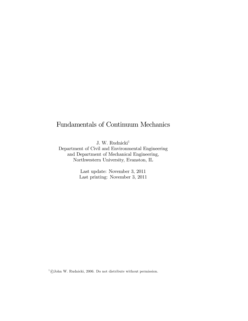 Fundamentals of Continuum Mechanics