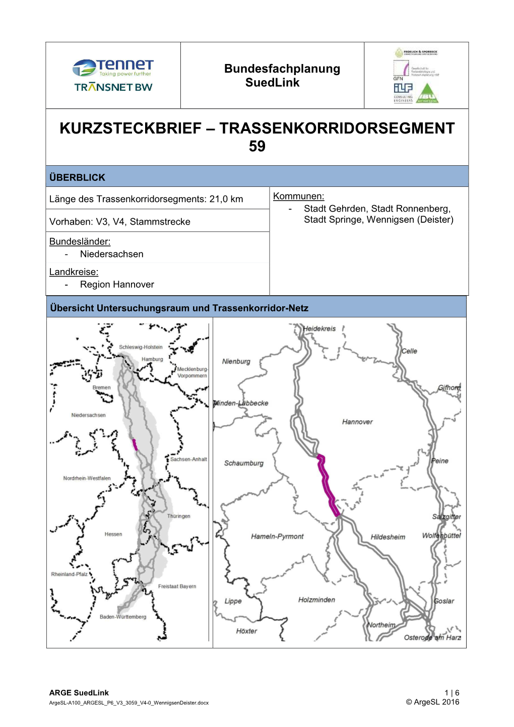 Kurzsteckbrief – Trassenkorridorsegment 59
