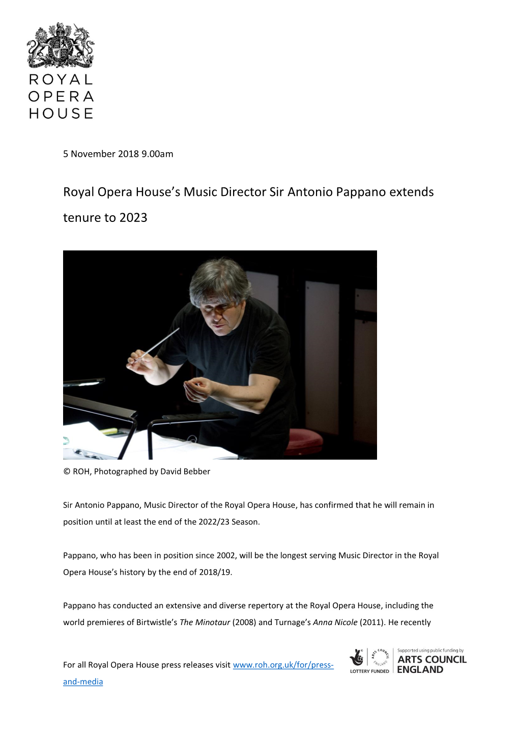 The Royal Opera House's Music Director Sir Antonio Pappano