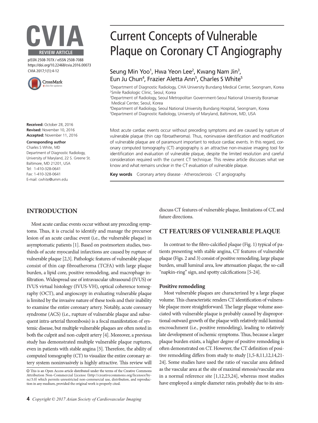 Current Concepts of Vulnerable Plaque on Coronary CT Angiography
