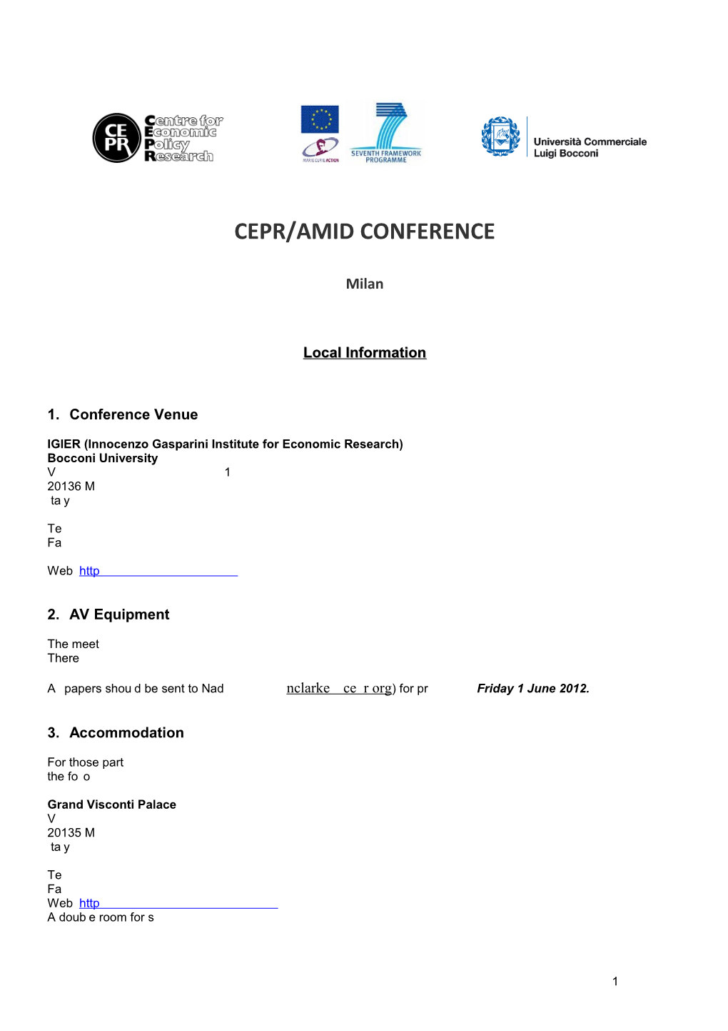 Cepr/Amid Conference
