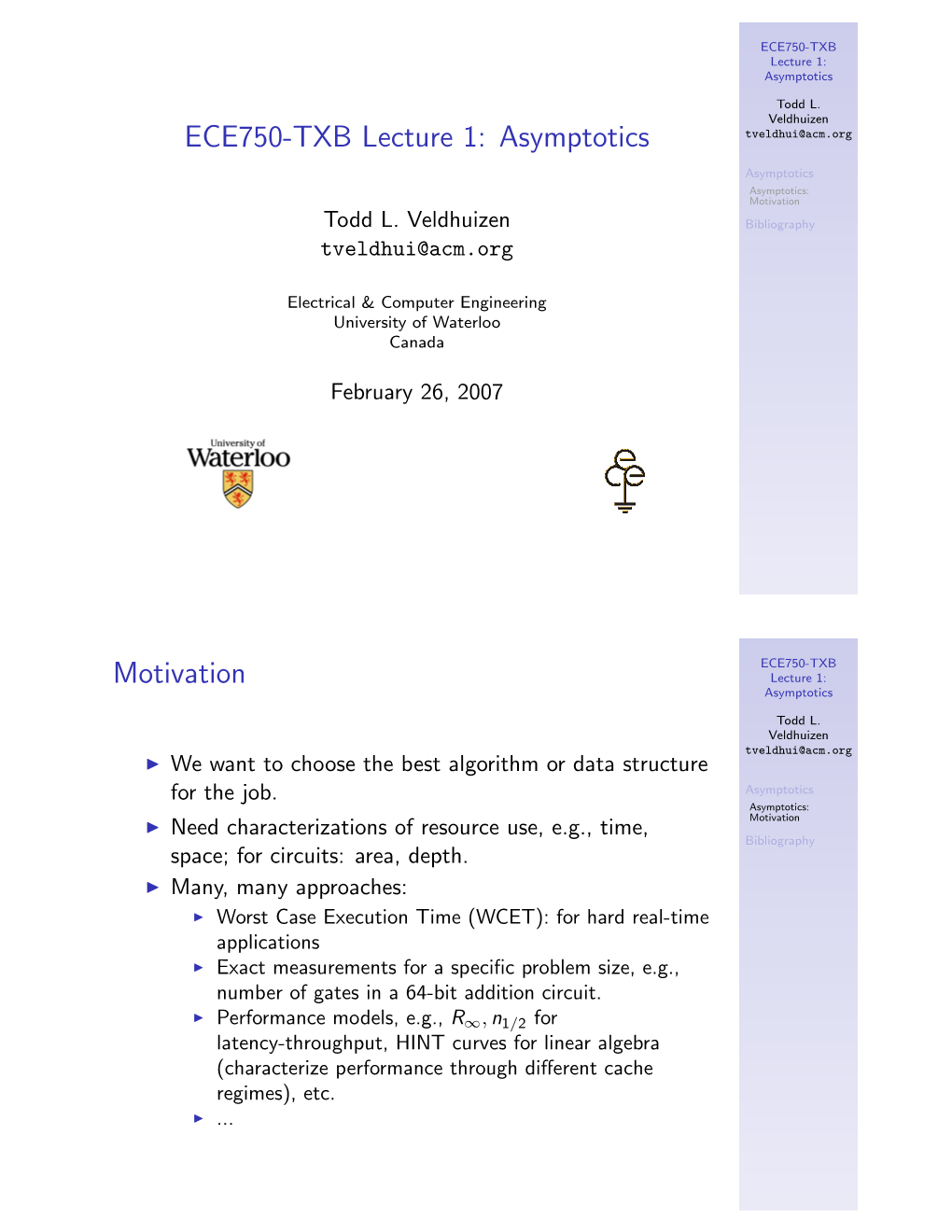 ECE750-TXB Lecture 1: Asymptotics