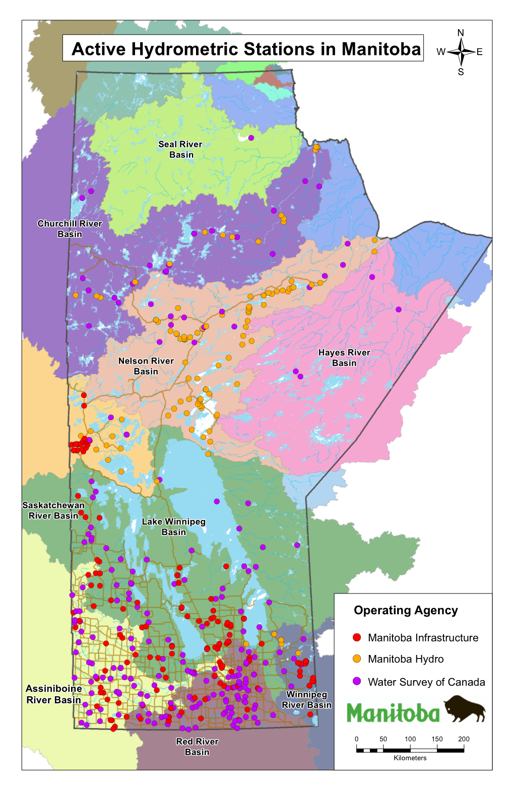 Active Hydrometric Stations in Manitoba