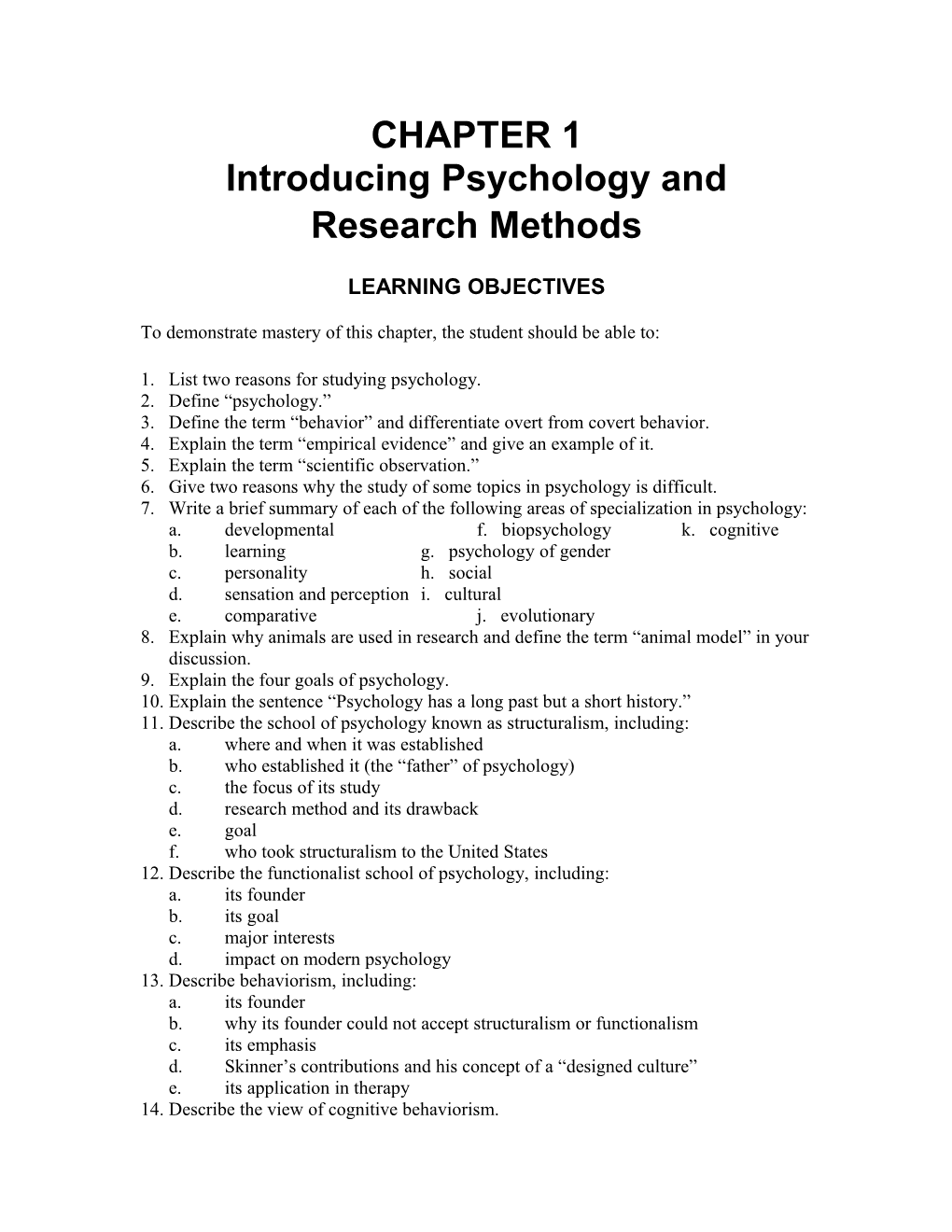 Introducing Psychology and Research Methods