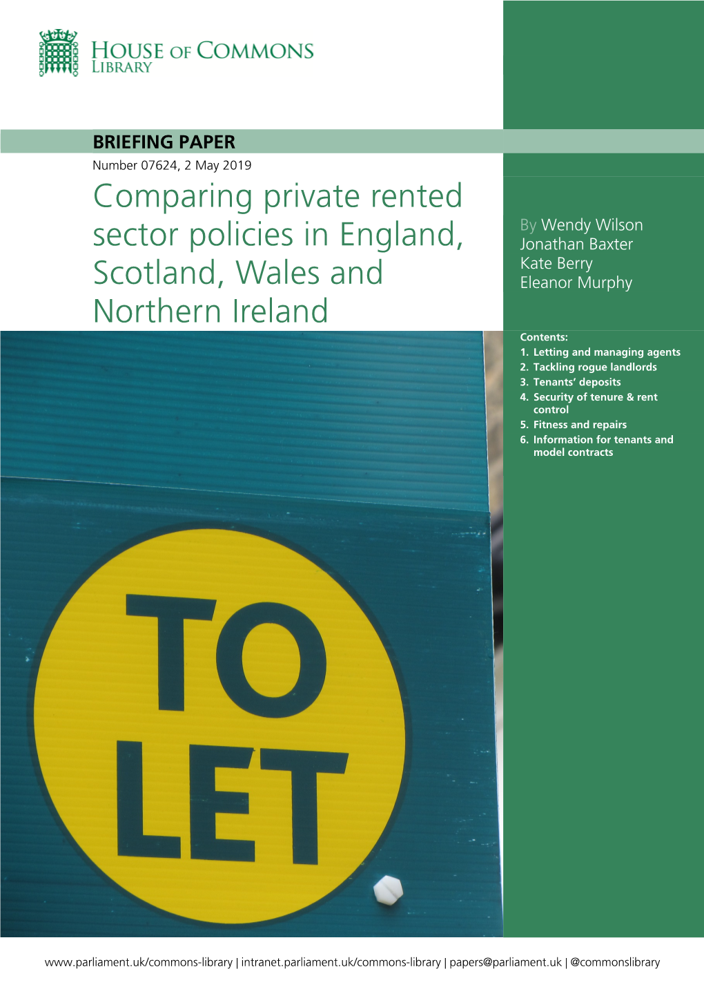 Comparing Private Rented Sector Policies in England, Scotland, Wales and Northern Ireland