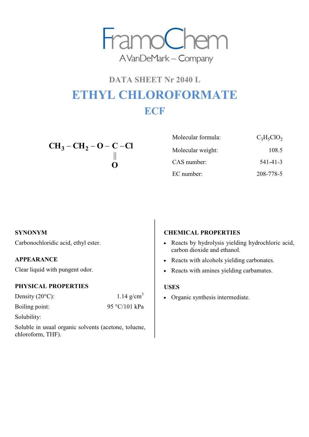 Ethyl Chloroformate Ecf