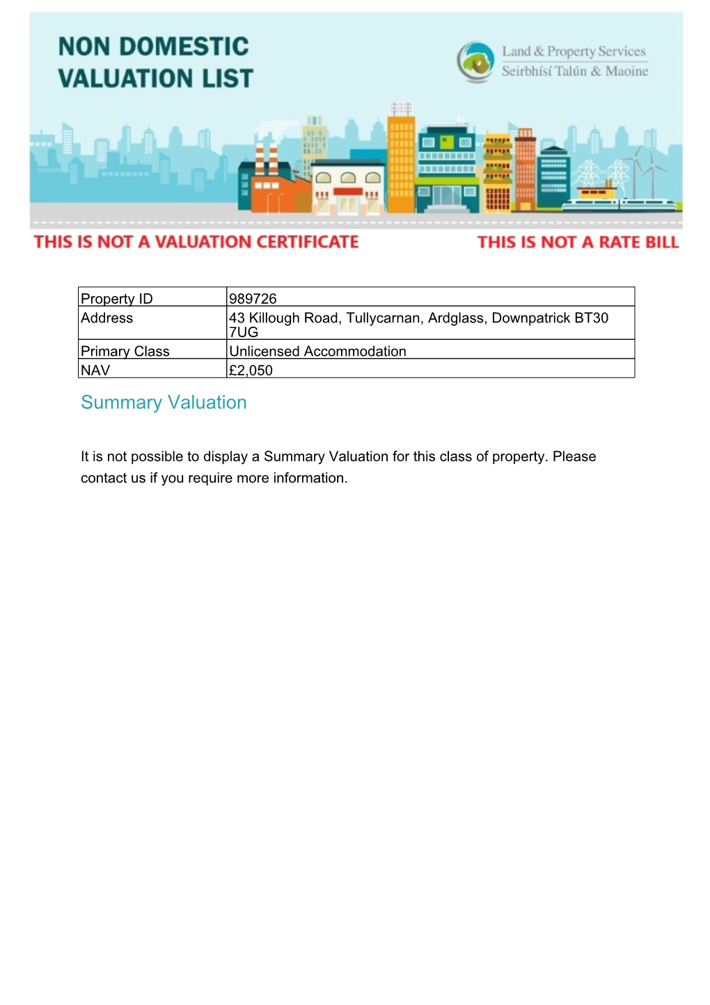 Non-Domestic Revaluation 2020 Valuation