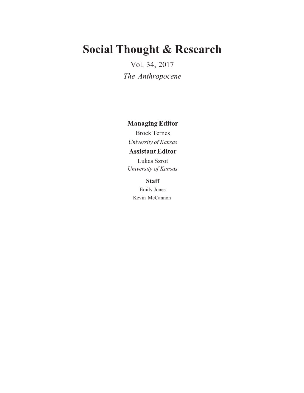 Social Thought & Research