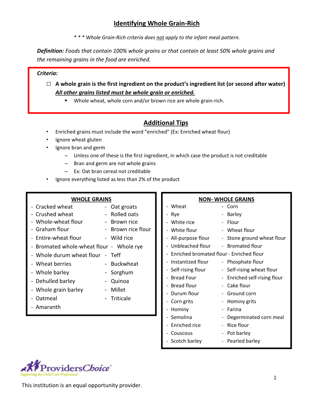 Identifying Whole Grain-Rich Additional Tips