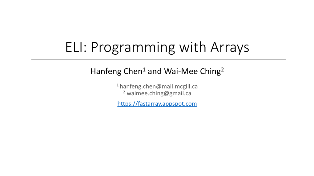 ELI: Programming with Arrays