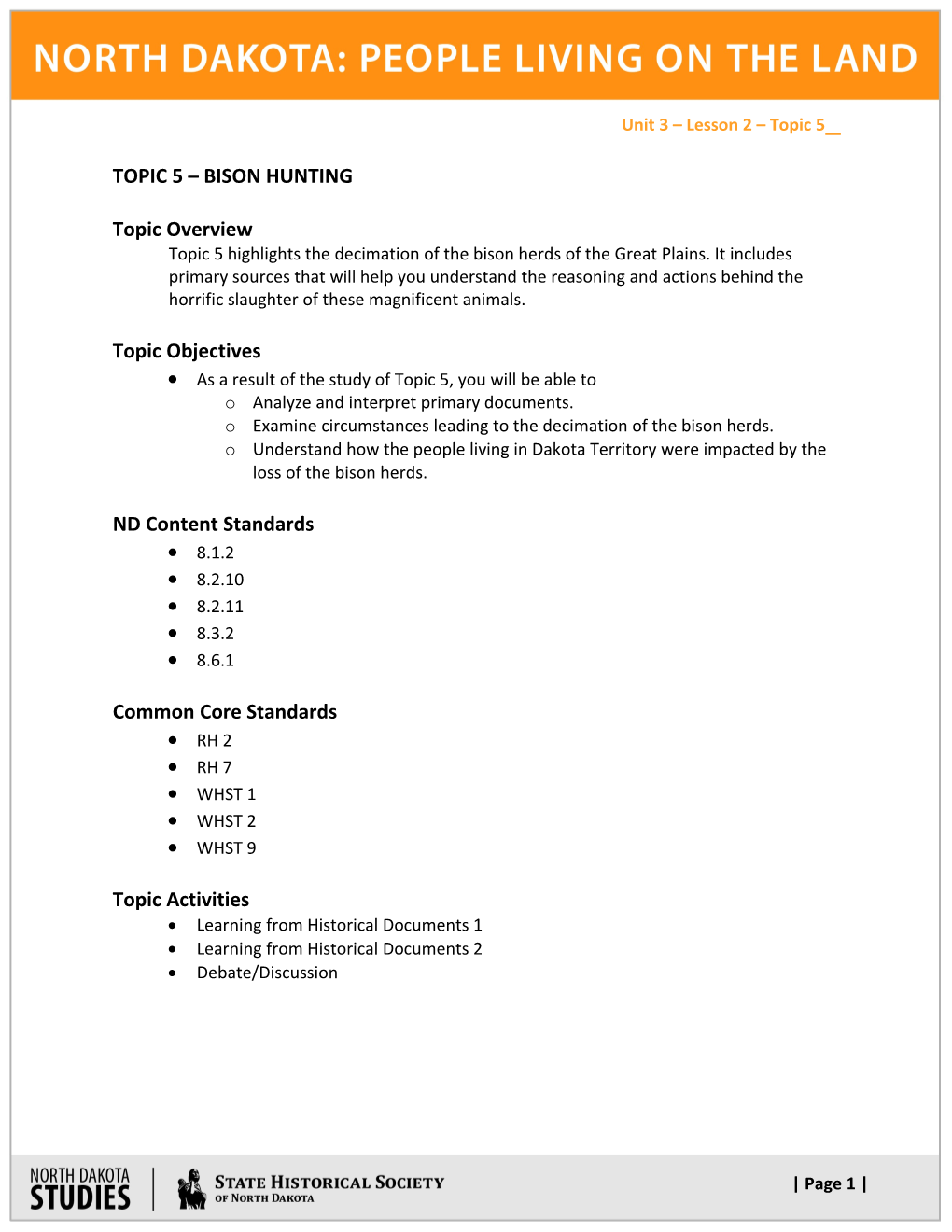 Topic 5 Bison Hunting