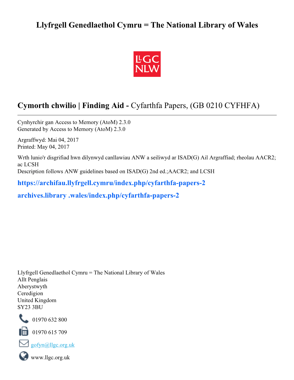 Cyfarthfa Papers, (GB 0210 CYFHFA)