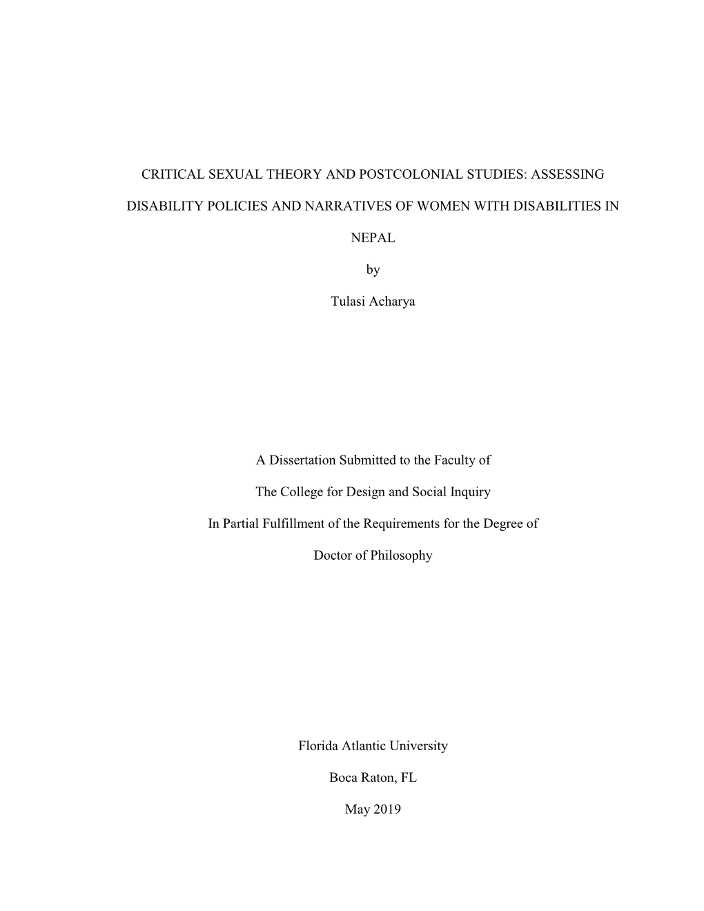 Critical Sexual Theory and Postcolonial Studies: Assessing