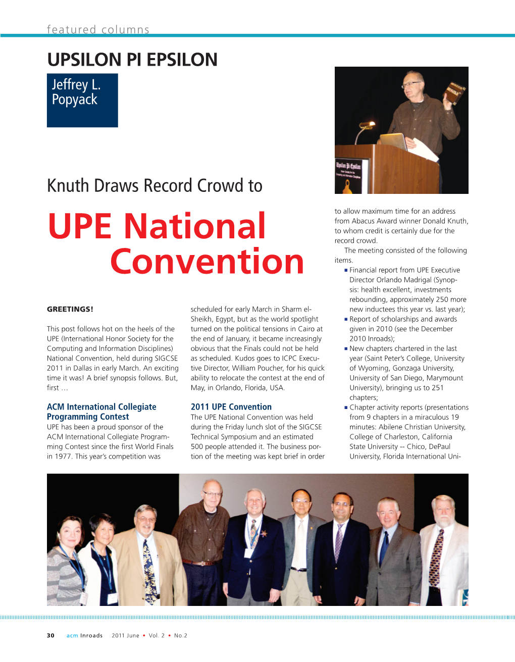 UPSILON PI EPSILON: Knuth Draws Record Crowd to UPE National