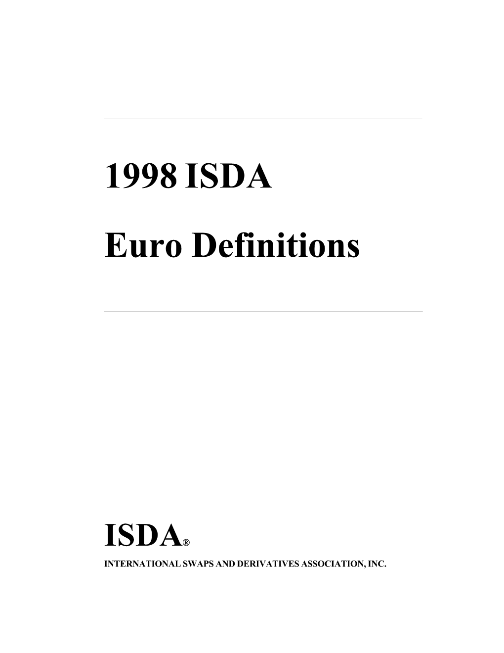 1998 ISDA Euro Definitions