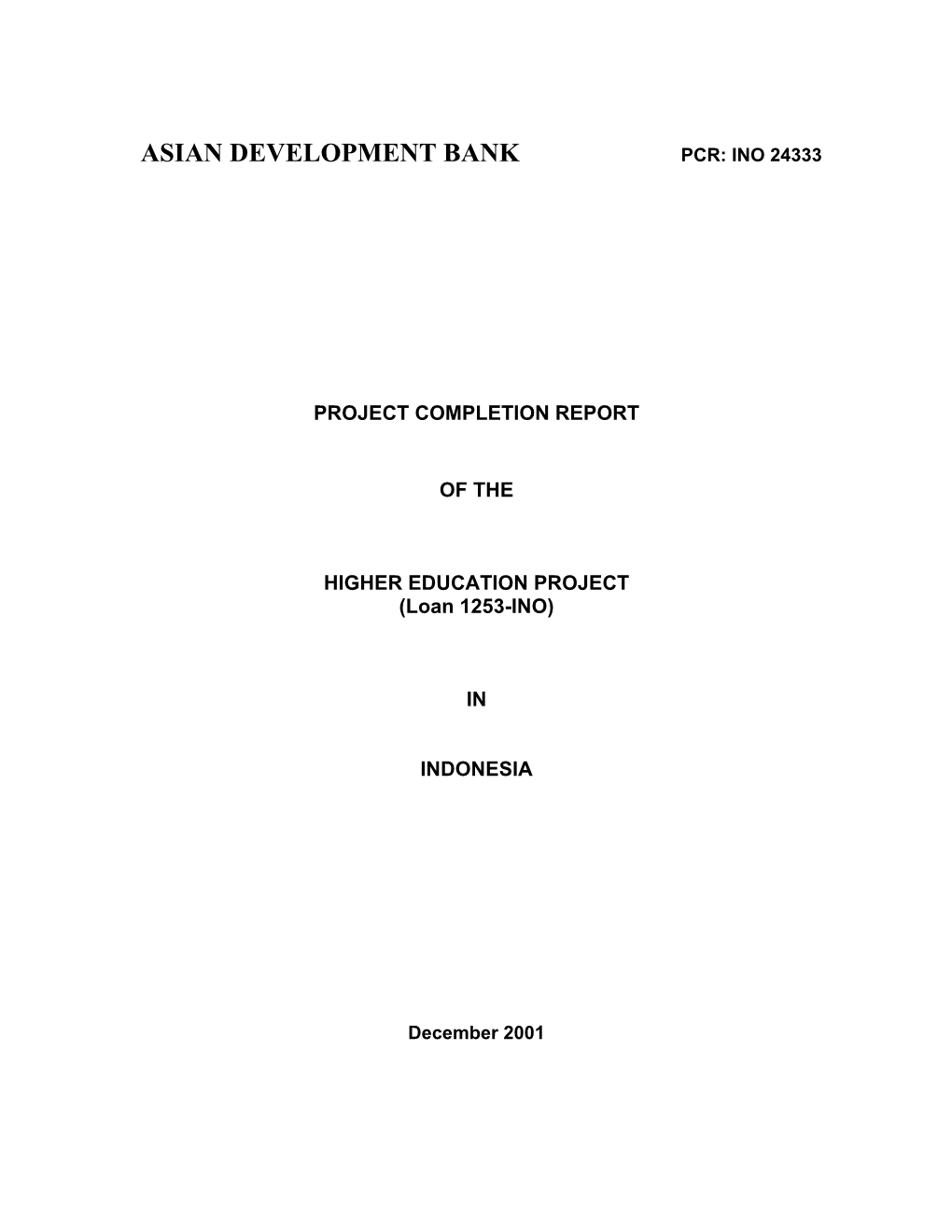 Asian Development Bank Pcr: Ino 24333