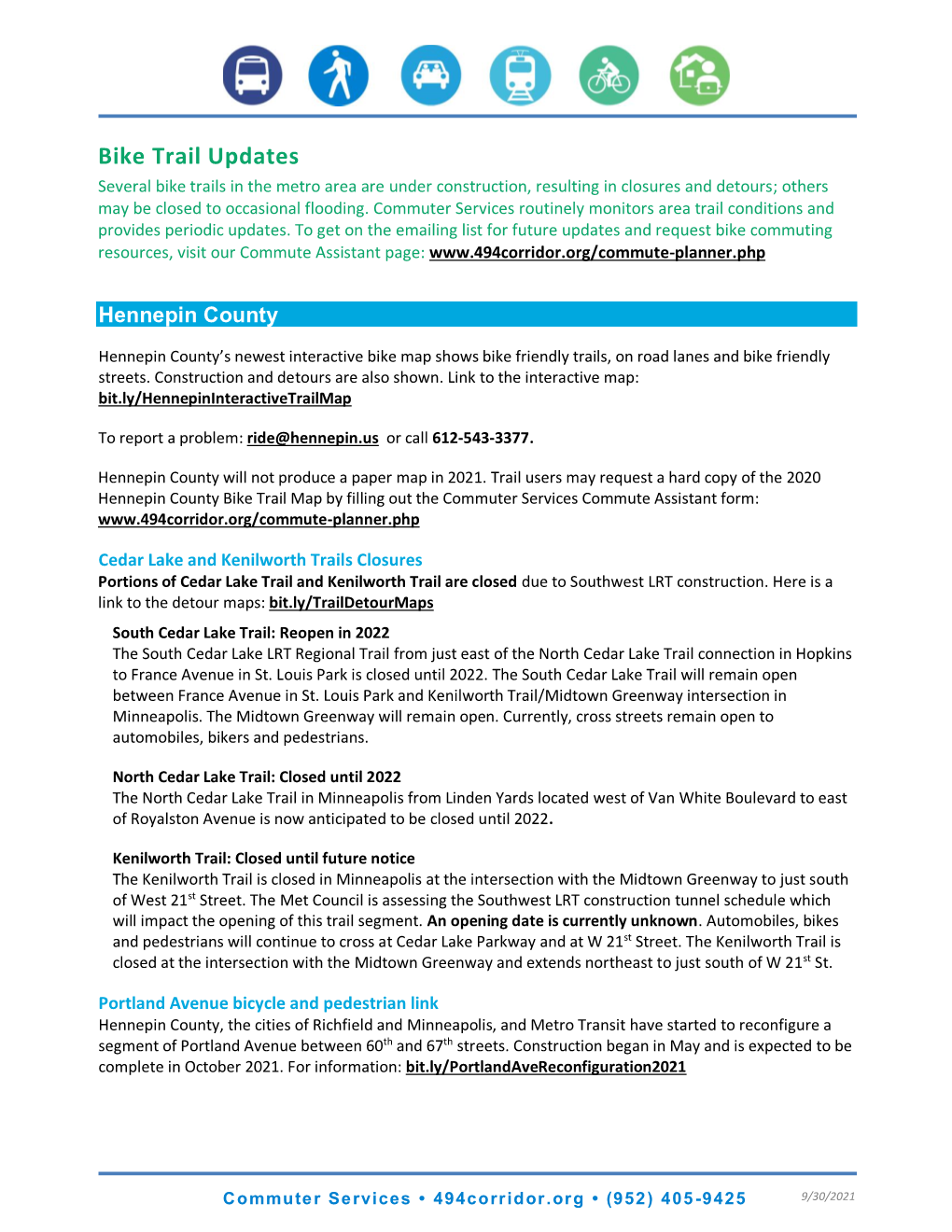 Bike Trail Updates Flyer